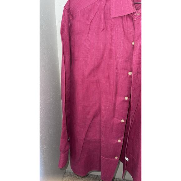 Tommy Bahama Linen Long Sleeve Button Up Short Men’s M Magenta Textured - Picture 2 of 5